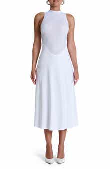 Naked Wardrobe Hourglass Sleeveless Sheer Bodice Midi Dress