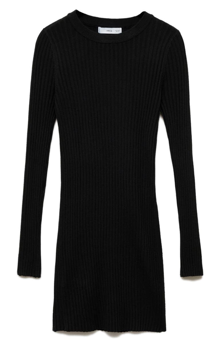 MANGO Rib Long Sleeve Minidress, Alternate, color, 
