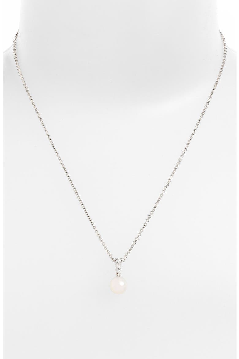Morning Dew' Akoya Cultured Pearl & Diamond Pendant Necklace, Alternate, color, WHITE GOLD