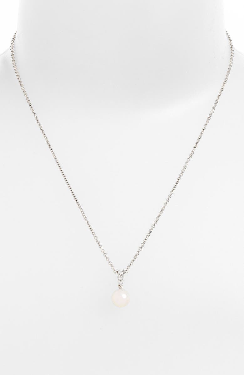Mikimoto Morning Dew' Akoya Cultured Pearl & Diamond Pendant Necklace, Alternate, color, White Gold