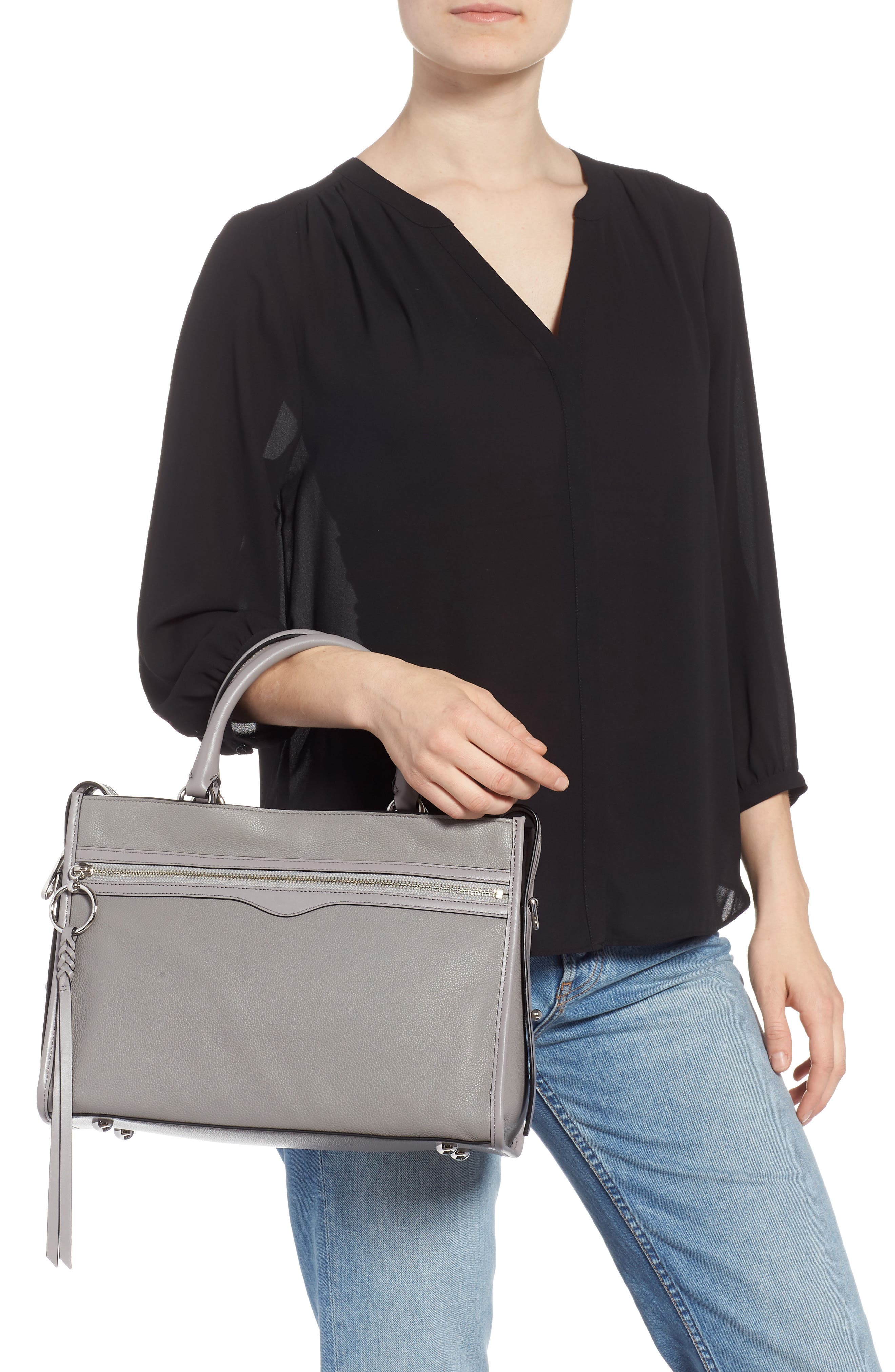 Rebecca Minkoff Bedford Zip Leather Satchel, Alternate, color, 