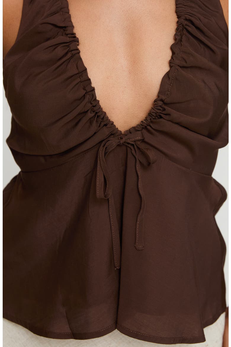 Gadot Ruched Halter Top, Alternate, color, BROWN