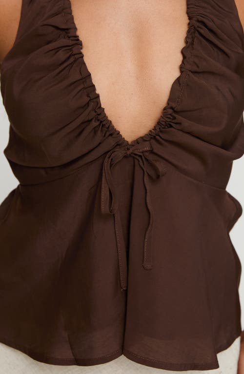 Princess Polly Gadot Ruched Halter Top In Brown
