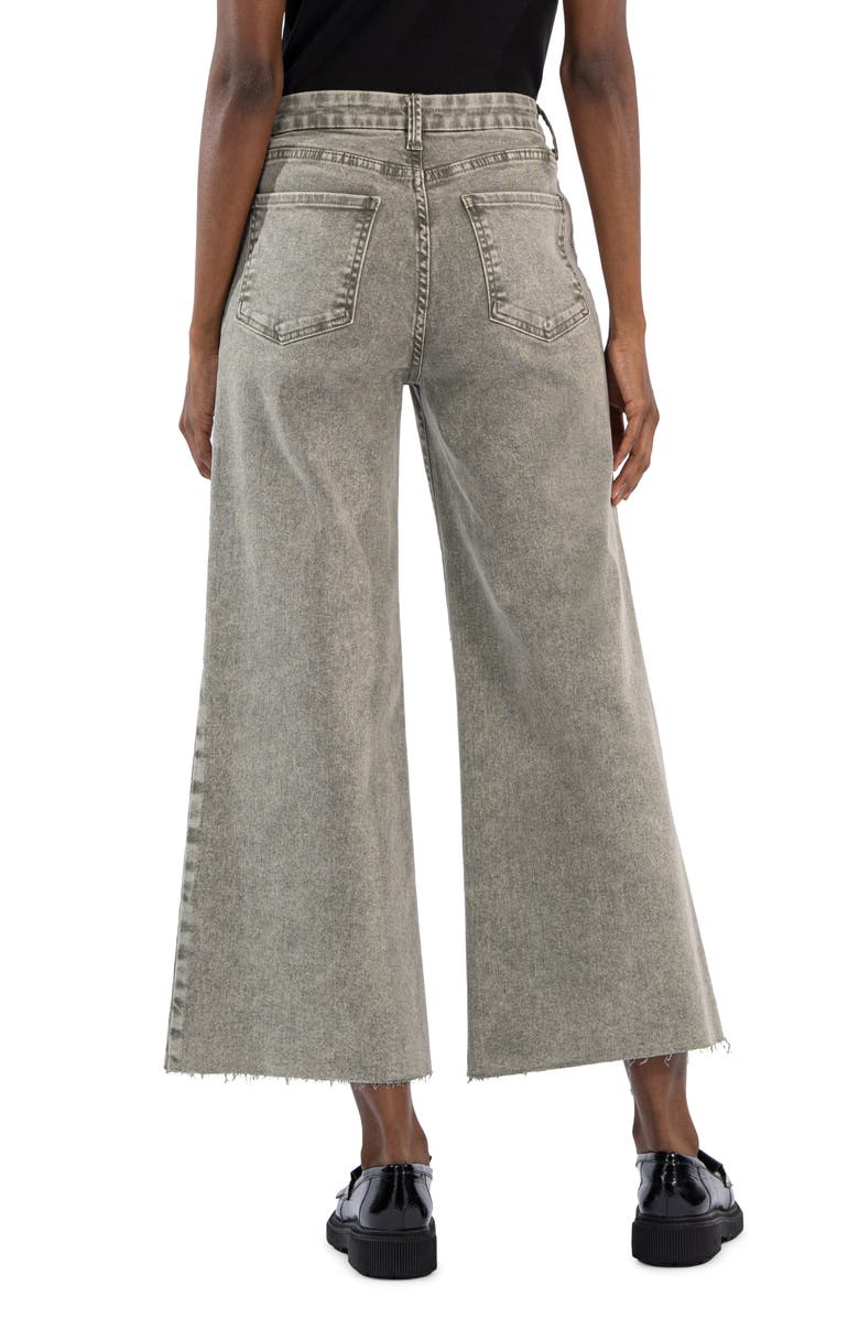 KUT from the Kloth Meg Fab Ab High Waist Raw Hem Ankle Wide Leg Jeans, Alternate, color, Sage Green