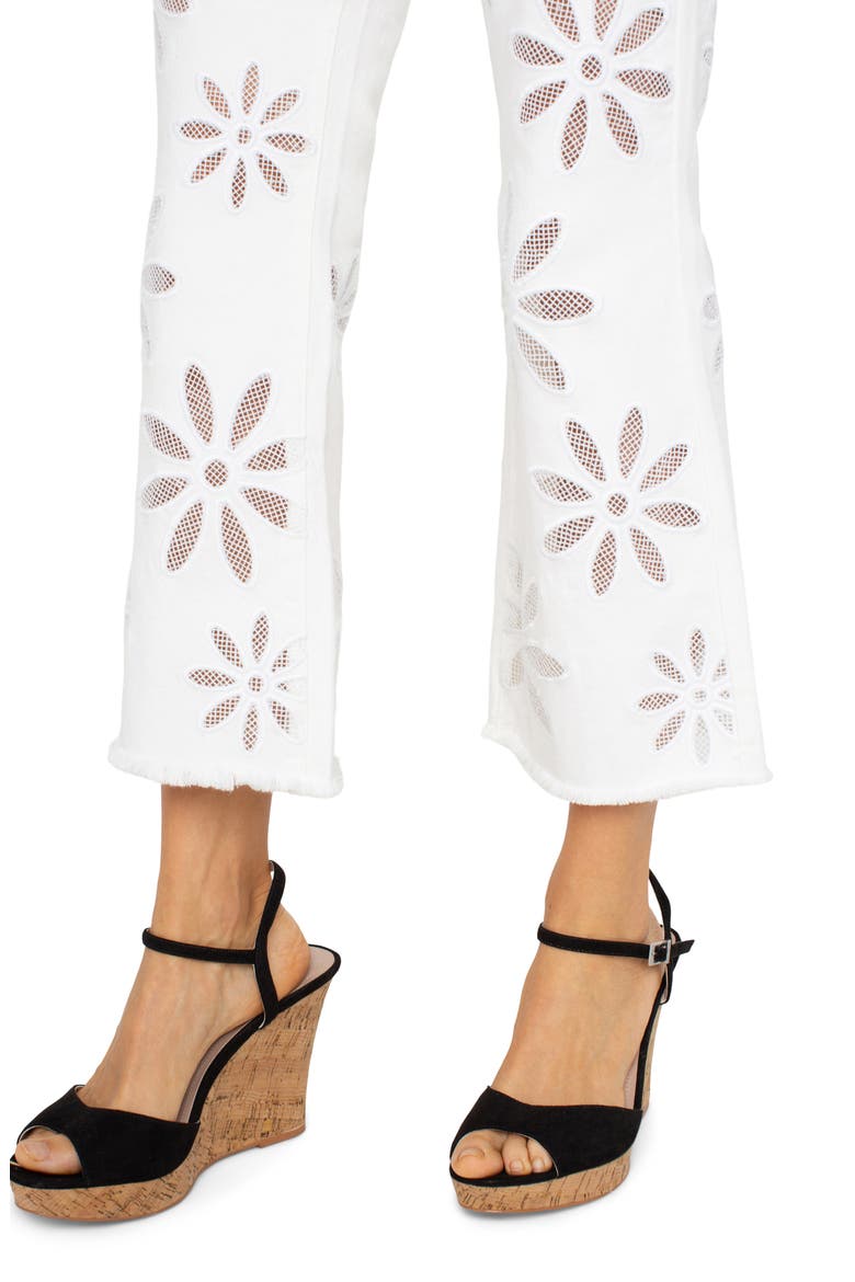 Hannah Floral Frayed Crop Flare Jeans, Alternate, color, WHITE DAISY