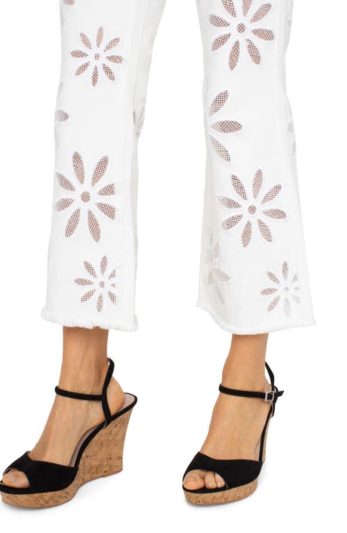 Shop Liverpool Los Angeles Hannah Floral Frayed Crop Flare Jeans In White Daisy