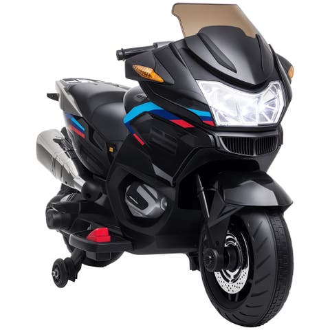 Kids Motorcycle with Training Wheels, Roaring Engine Design, High-Traction, Light Music