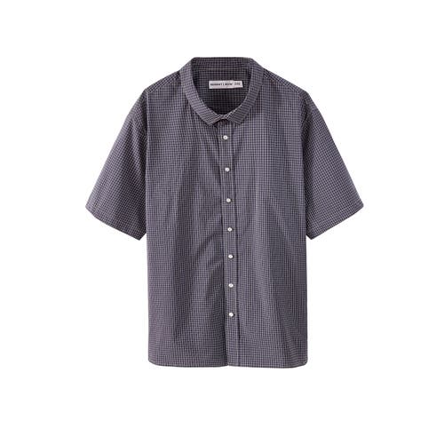 Regent Row Big And Tall Stanton Shirt Short Sleeve Button Down In Black-and-white-check
