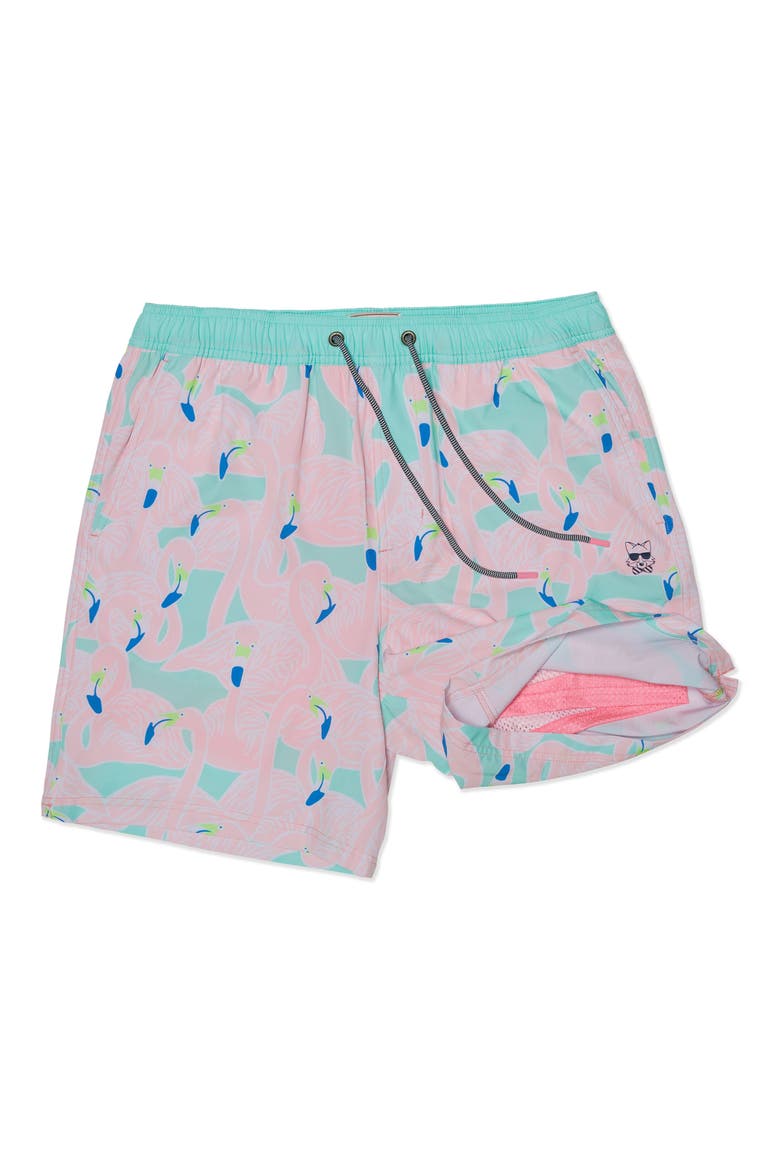 Flockin' Aye Happy Hour 5-Inch Swim Trunks, Alternate, color, MINT GREEN