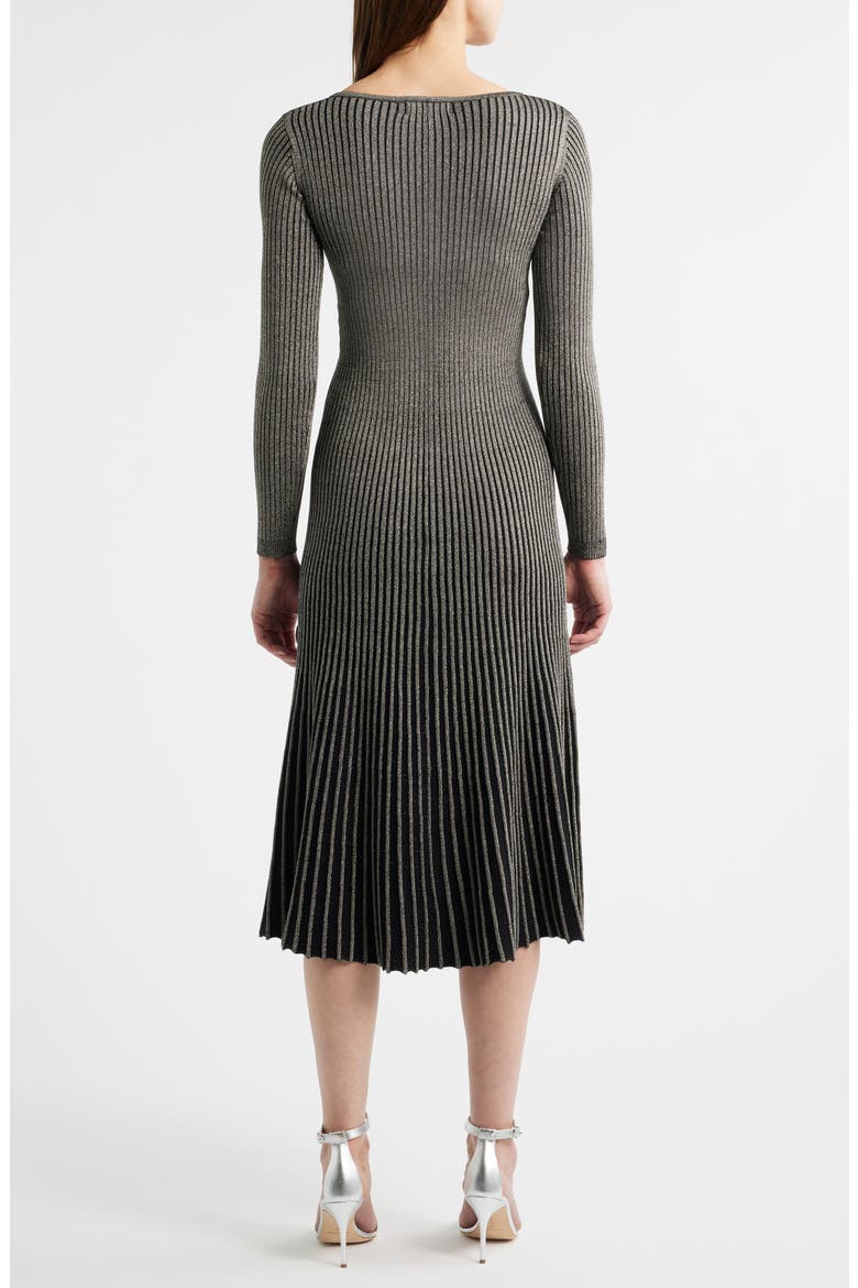 The Lillie Metallic Long Sleeve Rib Maxi Dress, Alternate, color, NOIR/ GOLD LUREX