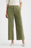 Caslon® Wide Leg Cotton Stretch Twill Ankle Pants
