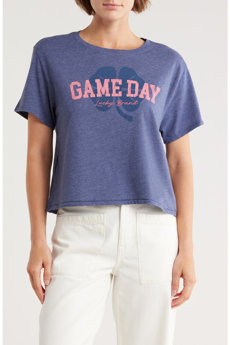 Game Day Crop Graphic T-Shirt, Main, color, BLACK IRIS