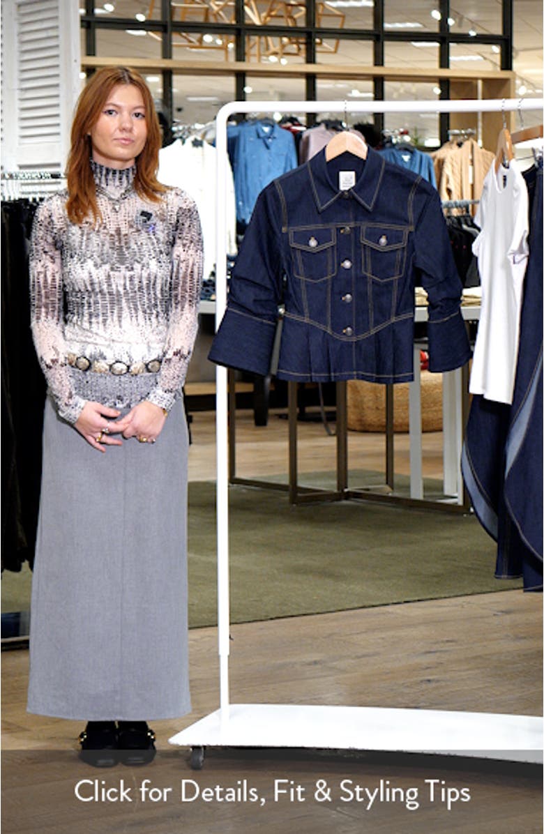 Seraphine Scrunched Peplum Denim Jacket, sales video thumbnail