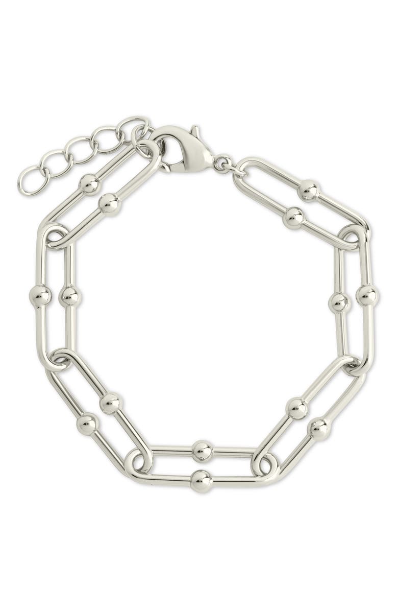 Sterling Forever Joana Stirrup Link Chain Bracelet, Main, color, Silver