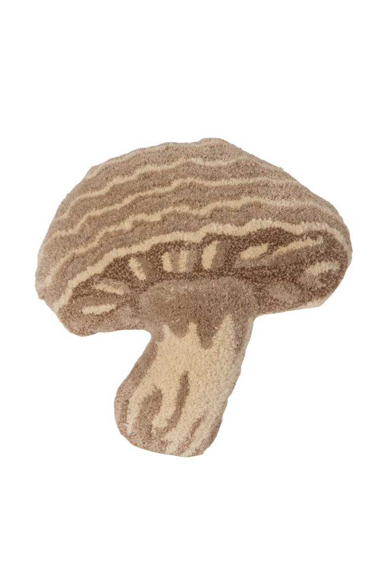 Storied Home Wool Tufted Mushroom Shaped Pillow, with Cotton Back, Cream Color, Beige and Brown, Main, color, Cream