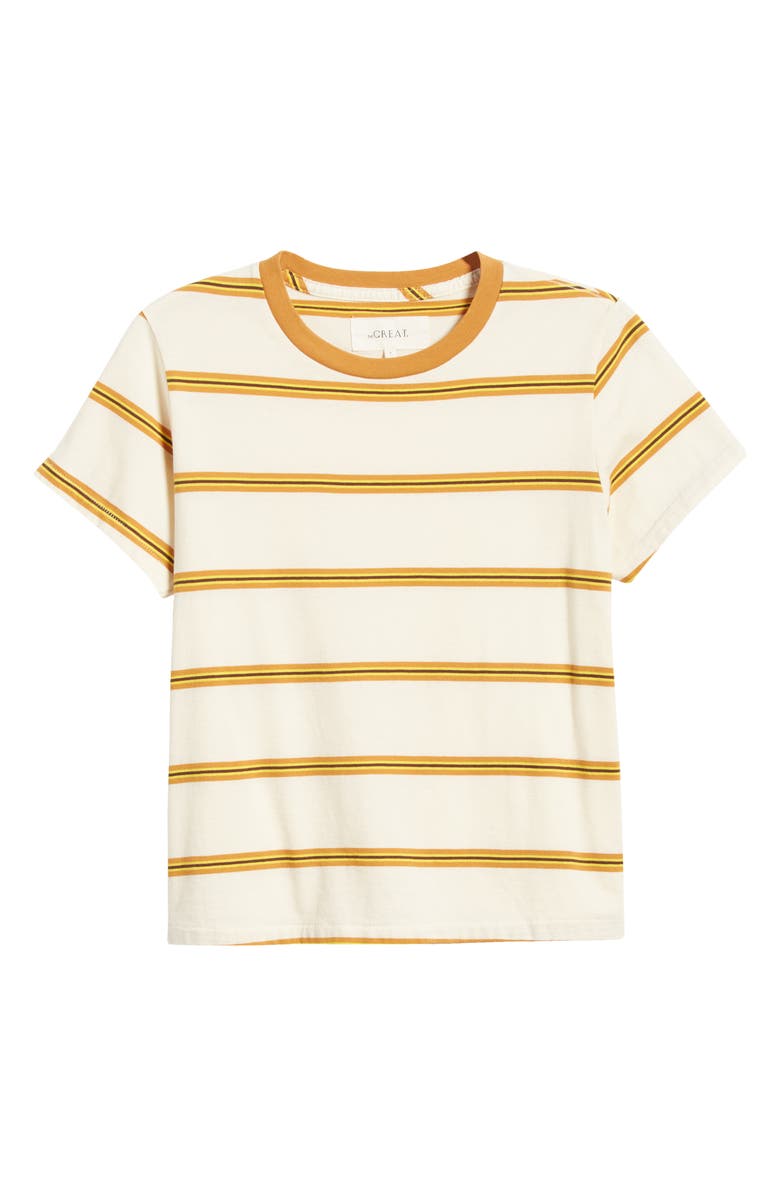 THE GREAT. The Little Stripe Crewneck Cotton T-Shirt, Alternate, color,