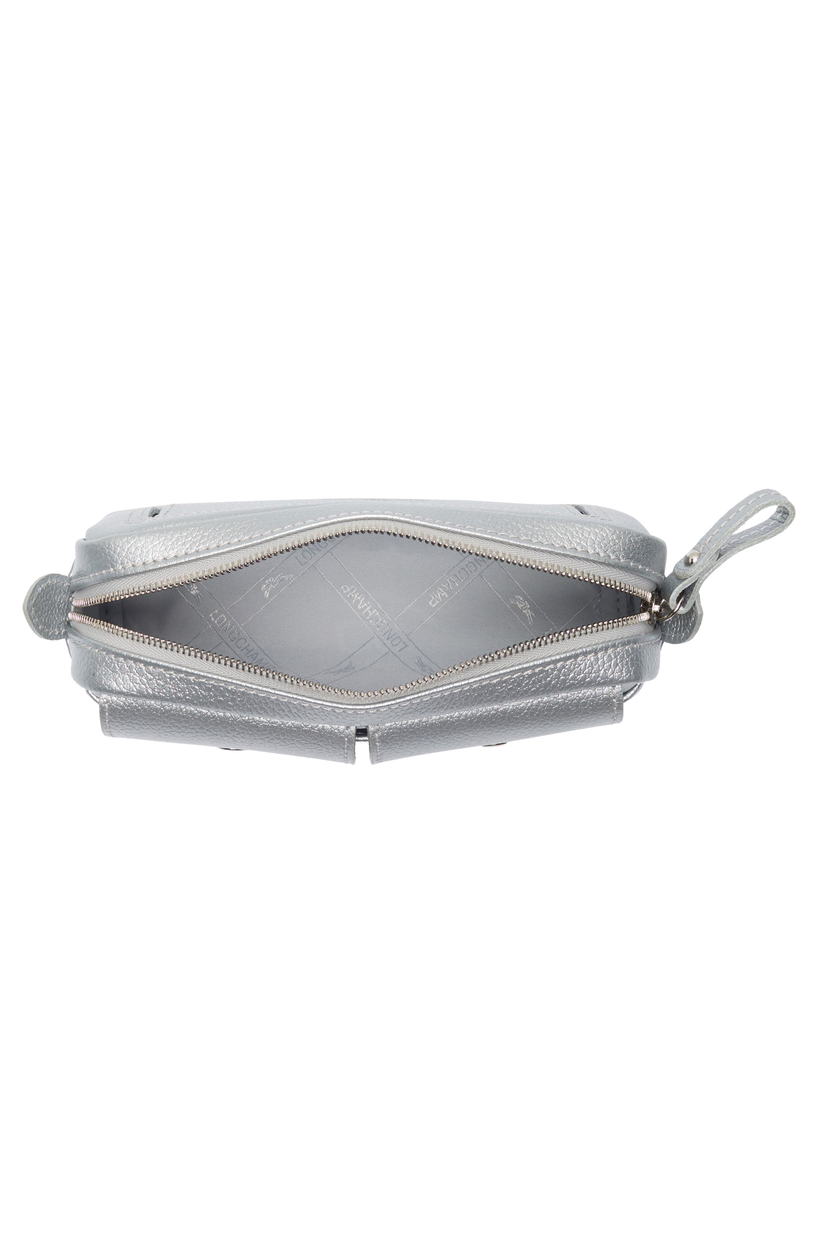 Longchamp Wide Cosmetic Case, Alternate, color, Silver