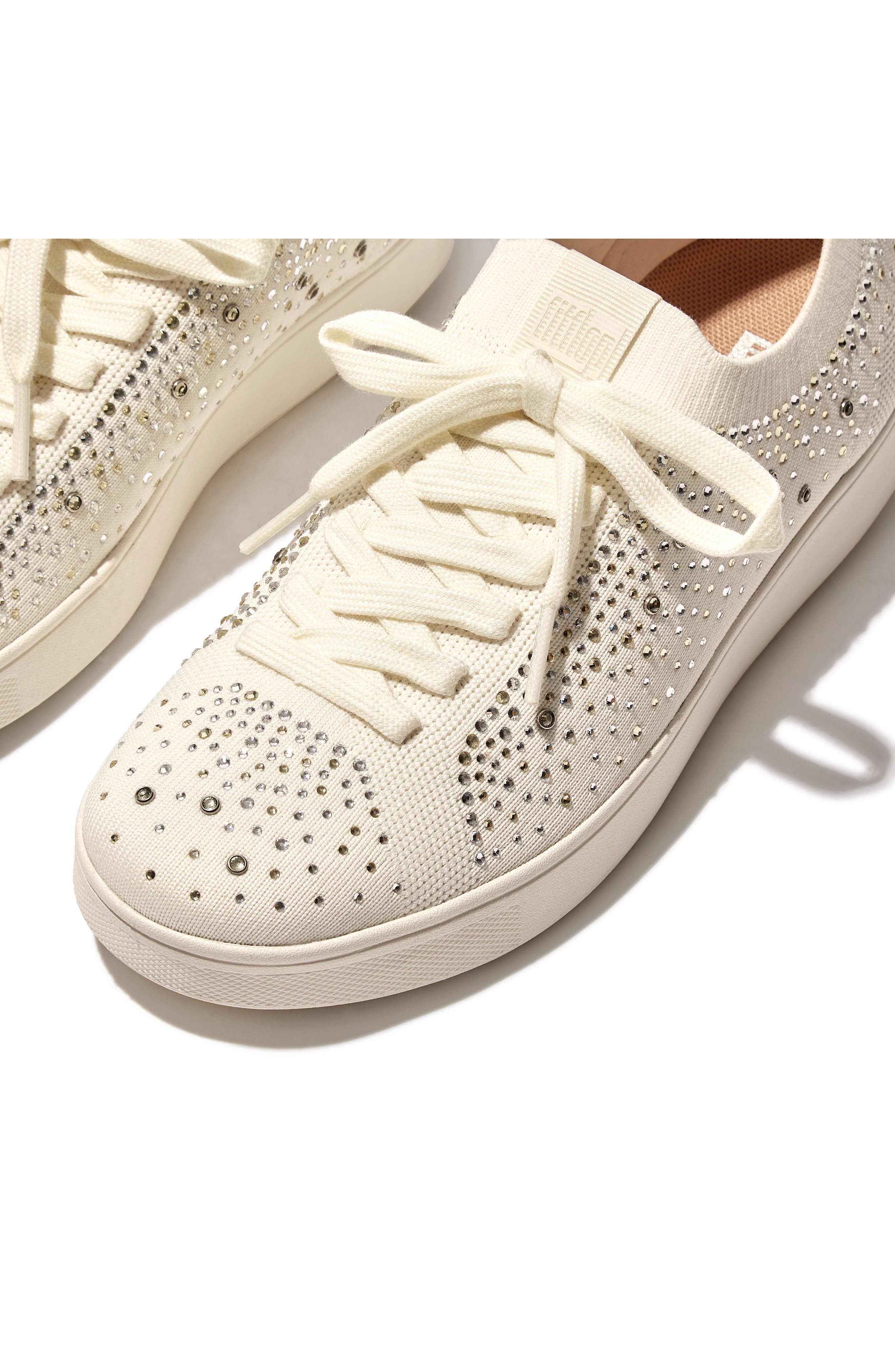 Rally Rhinestone Knit Trainer Sneaker, Alternate, color, CREAM
