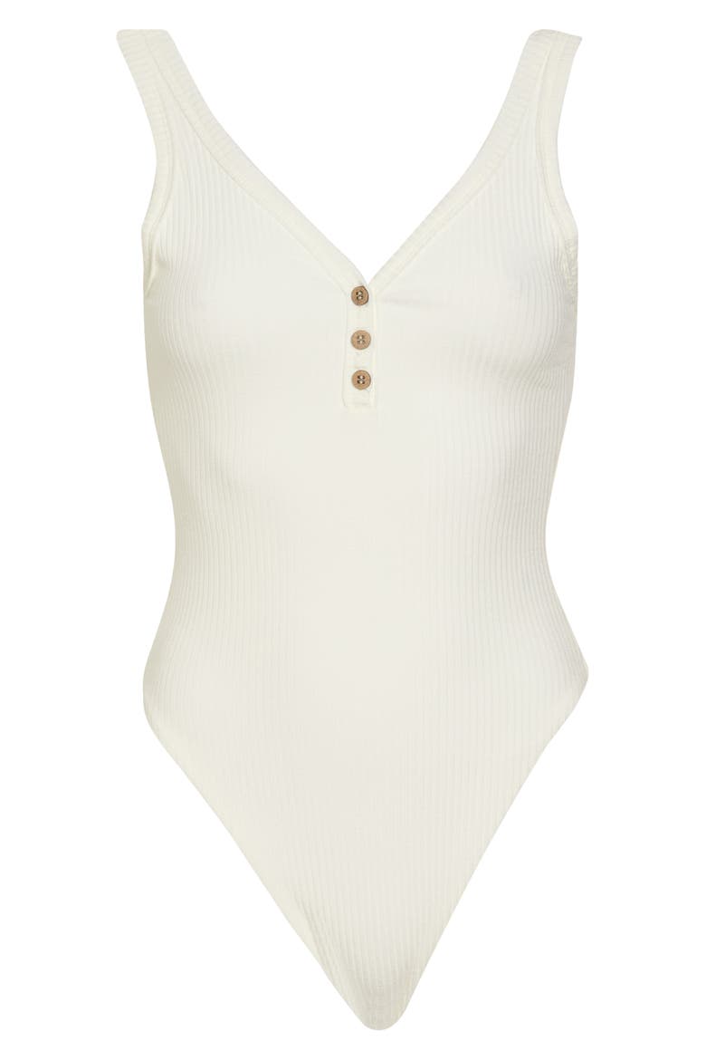 Delight Sleeveless Ribbed Knit Bodysuit, Alternate, color, WHITE