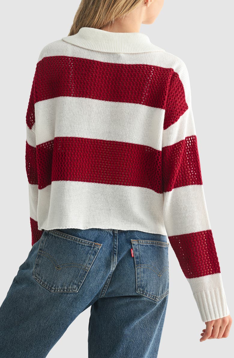 All in Favor Rugby Sweater, Alternate, color, Ivory Maroon