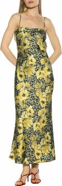 Alexia Admor Slo Draped Open Back Satin Maxi Dress