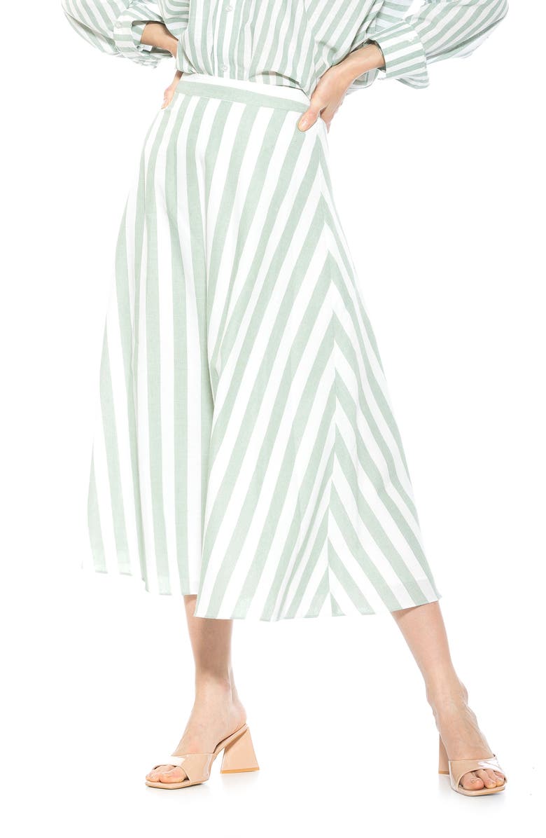Alexia Admor Brilyn Stripe A-Line Linen Skirt, Alternate, color,