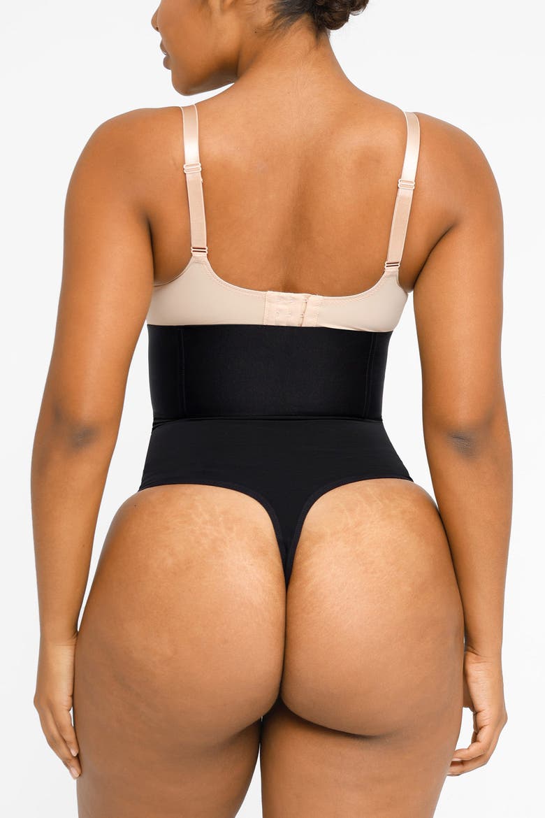 High-Rise Body Sculpting Thong, Alternate, color, Onyx Black