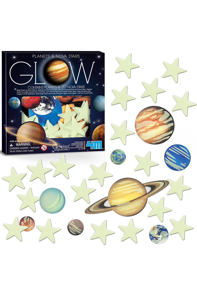 Glow Planets & Nova Stars 20 Glow in Dark Stick Ons, Alternate, color, Multicolored