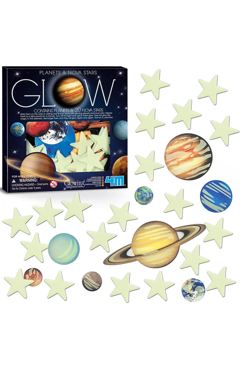 4M Glow Planets & Nova Stars 20 Glow in Dark Stick Ons, Alternate, color, Multicolored