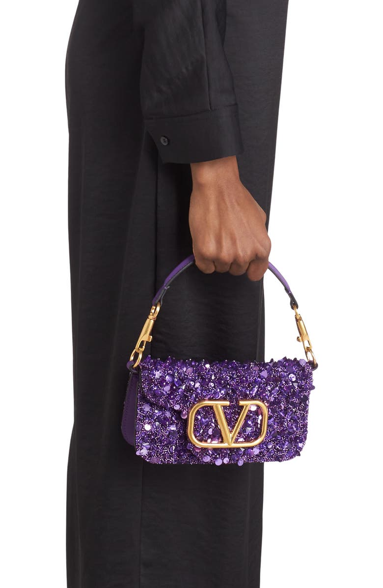 Valentino Garavani Small Locò Embellished Silk Shoulder Bag, Alternate, color,