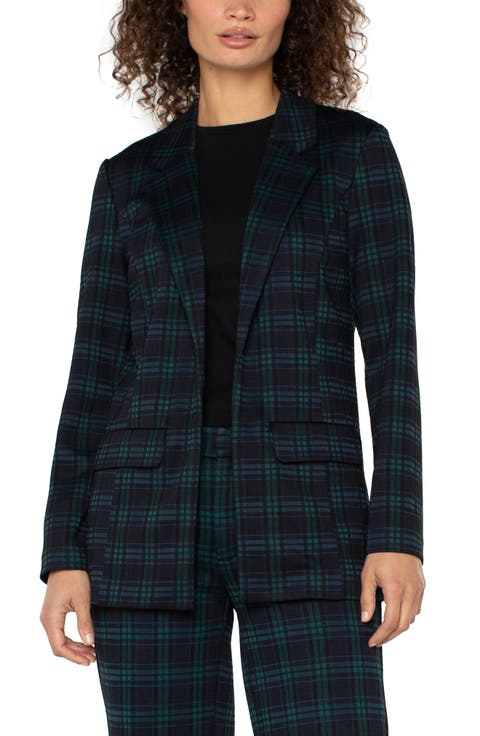 Open Front Plaid Blazer