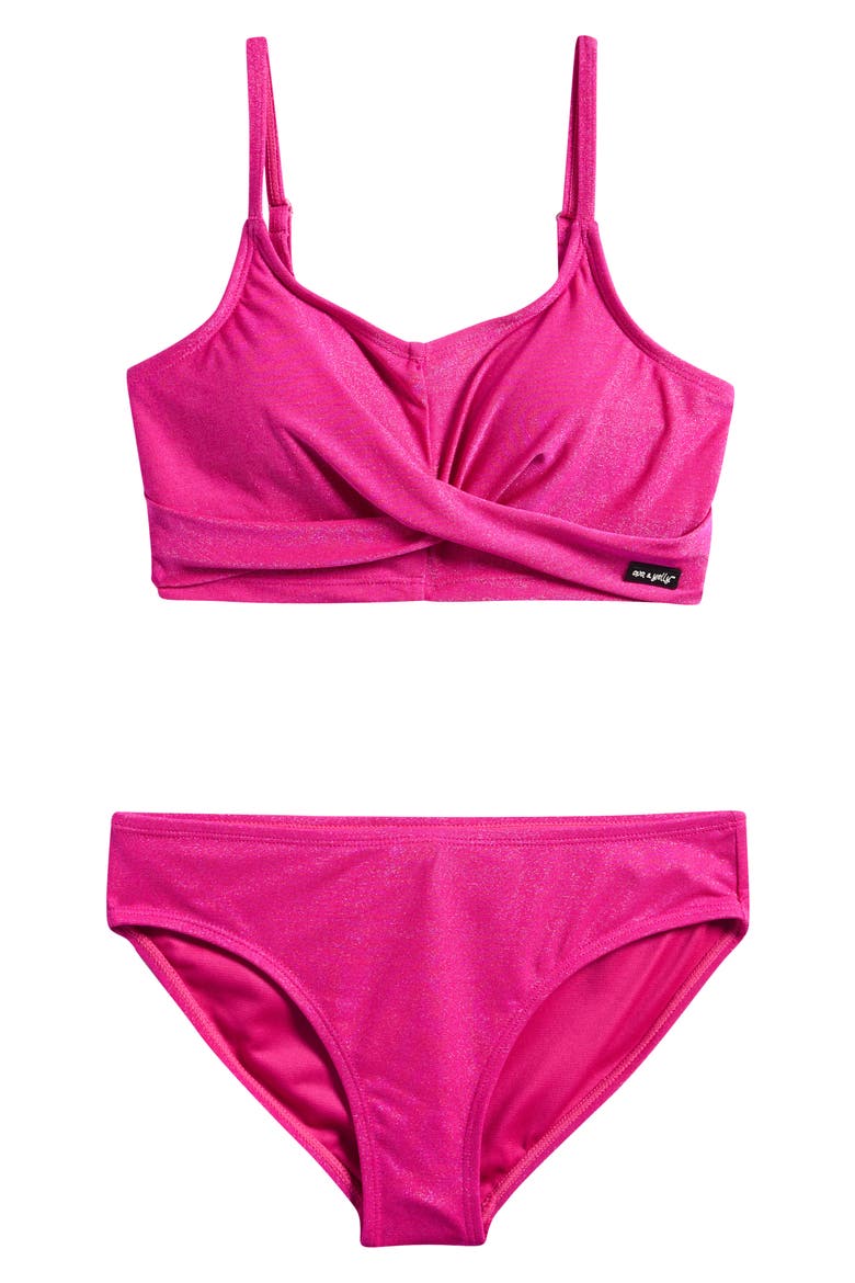 Kids' Shimmer Two-Piece Swimsuit, Main, color, FUSCHIA