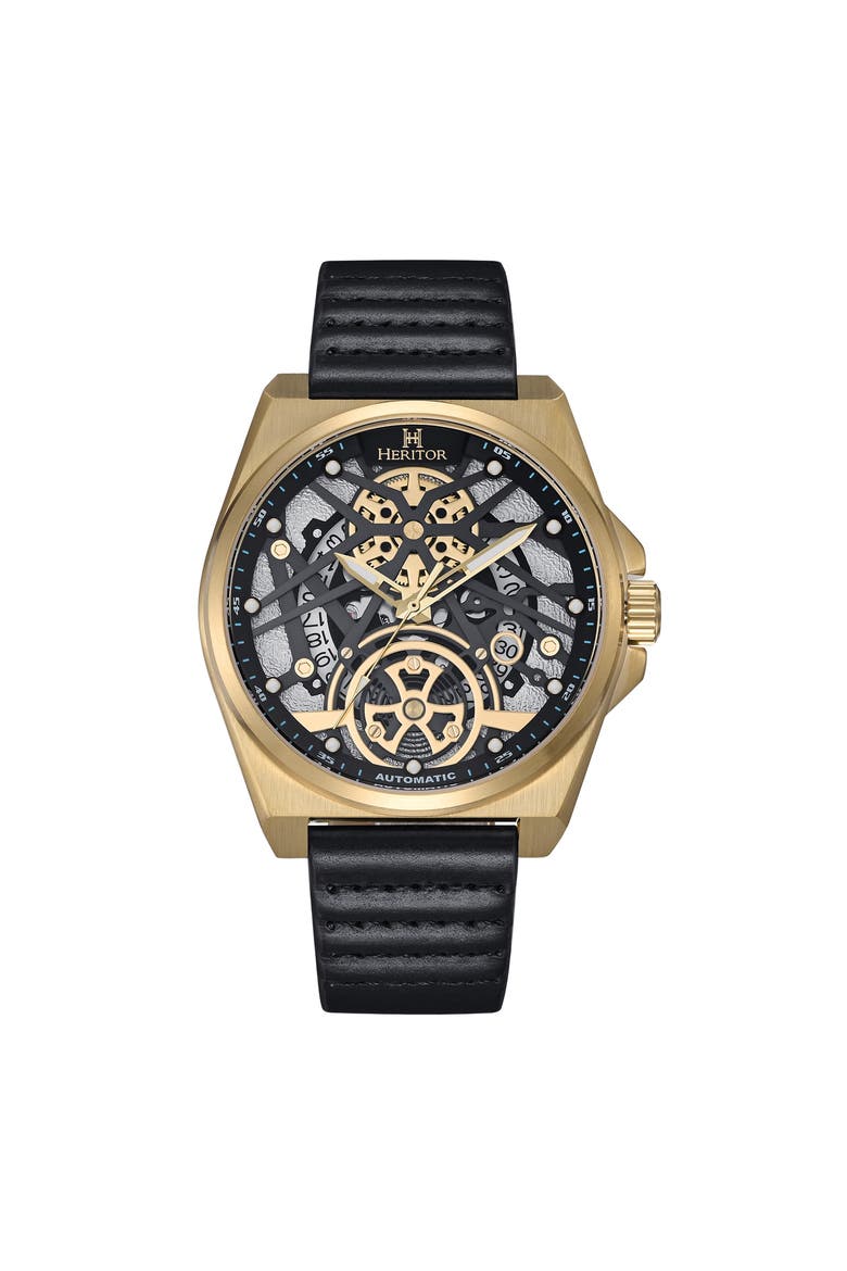 Romero Leather-Band Watch, Main, color, Gold/Black