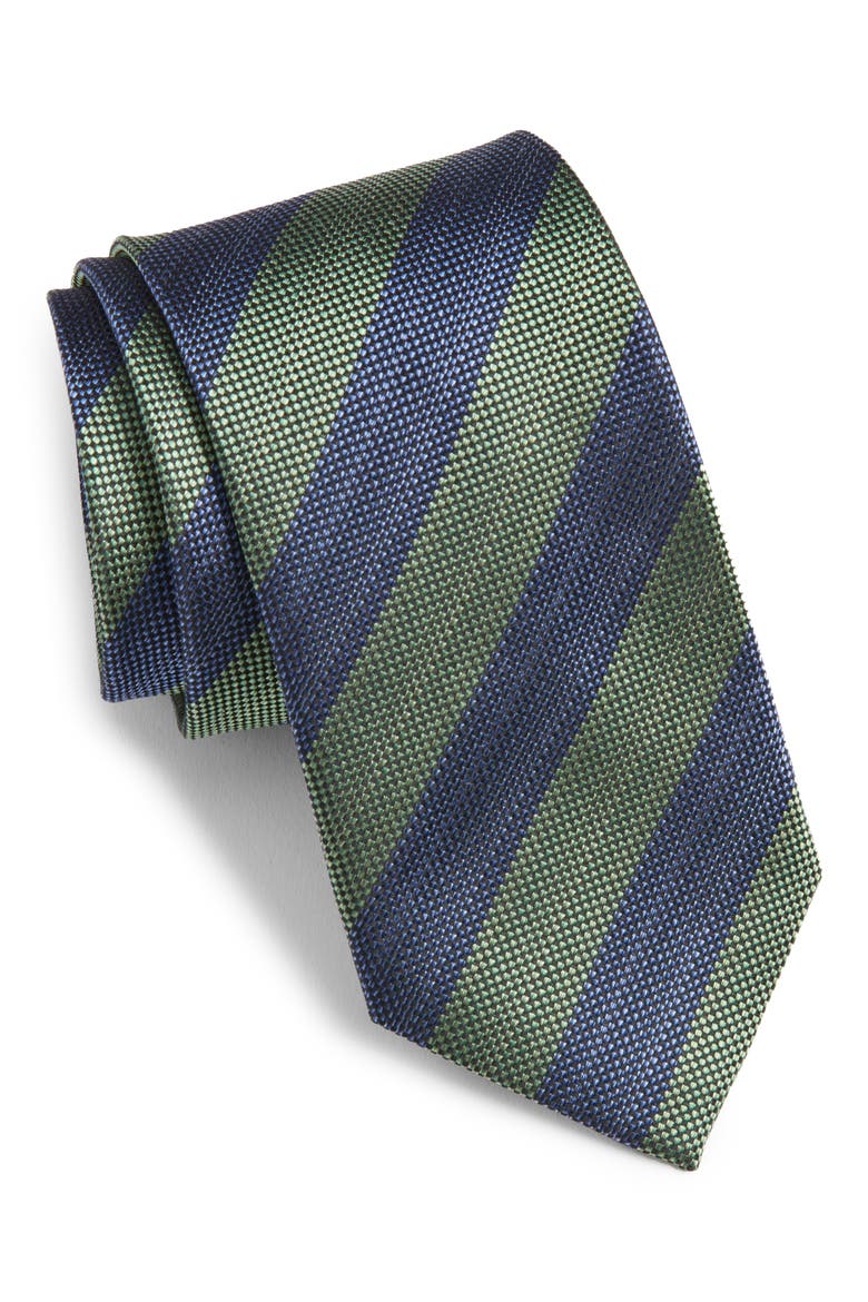 Stripe Silk Tie, Main, color, GREEN