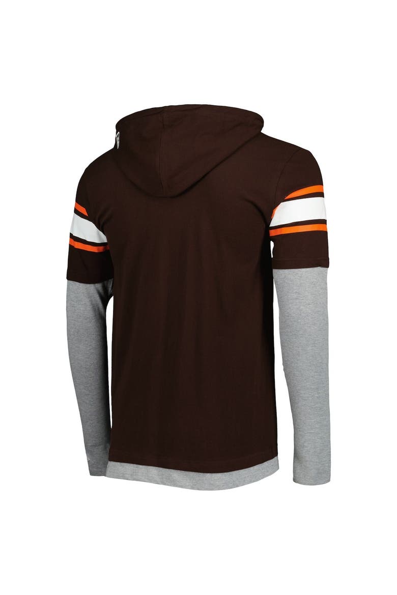 Men's New Era Brown Cleveland Browns Long Sleeve Hoodie T-Shirt, Alternate, color, Brown