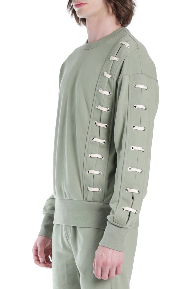 Lace-Up Sweatshirt, Alternate, color, GREEN LACE