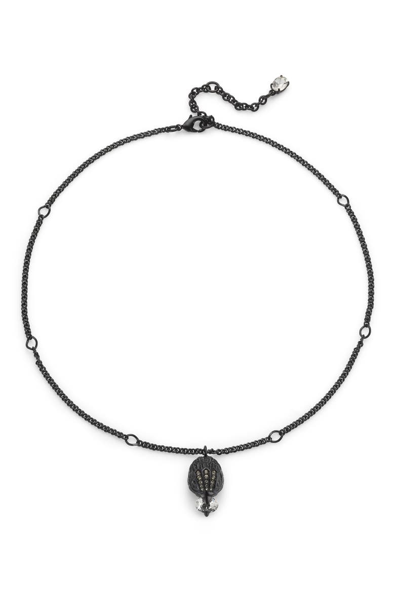 Crystal Eagle Head Pendant Necklace, Main, color, BLACK