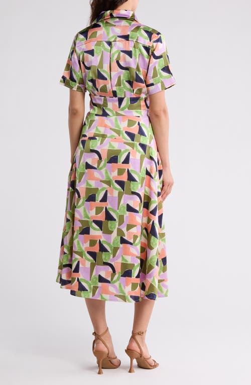 Tahari Asl Collared Wrap Dress In Sand Multi
