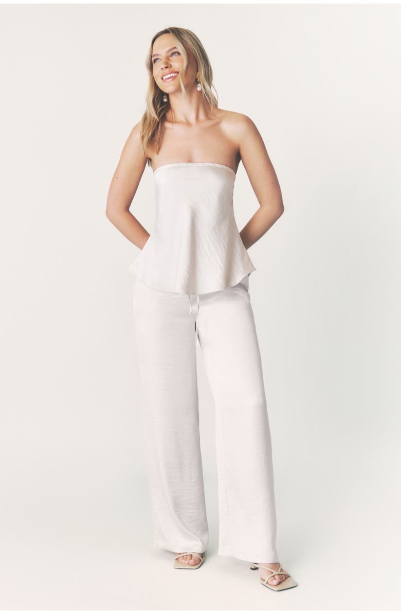 Six Stories Cleo Tie Waist Satin Pants, Alternate, color, Oyster