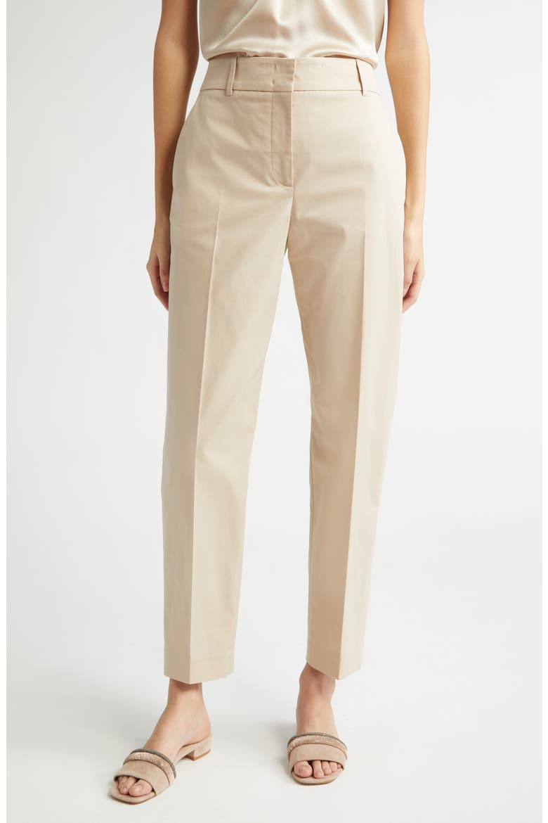 Slim Fit Tapered Leg Cotton Blend Pants, Main, color, SAND