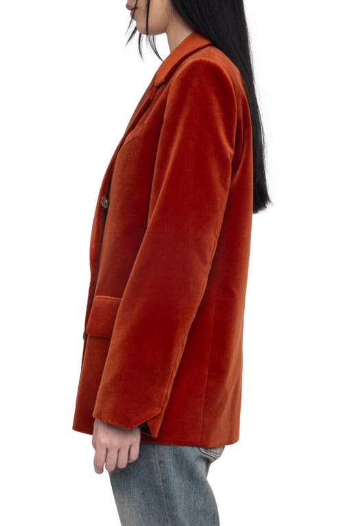Zadig & Voltaire Vaska Double Breasted Velvet Blazer In Red
