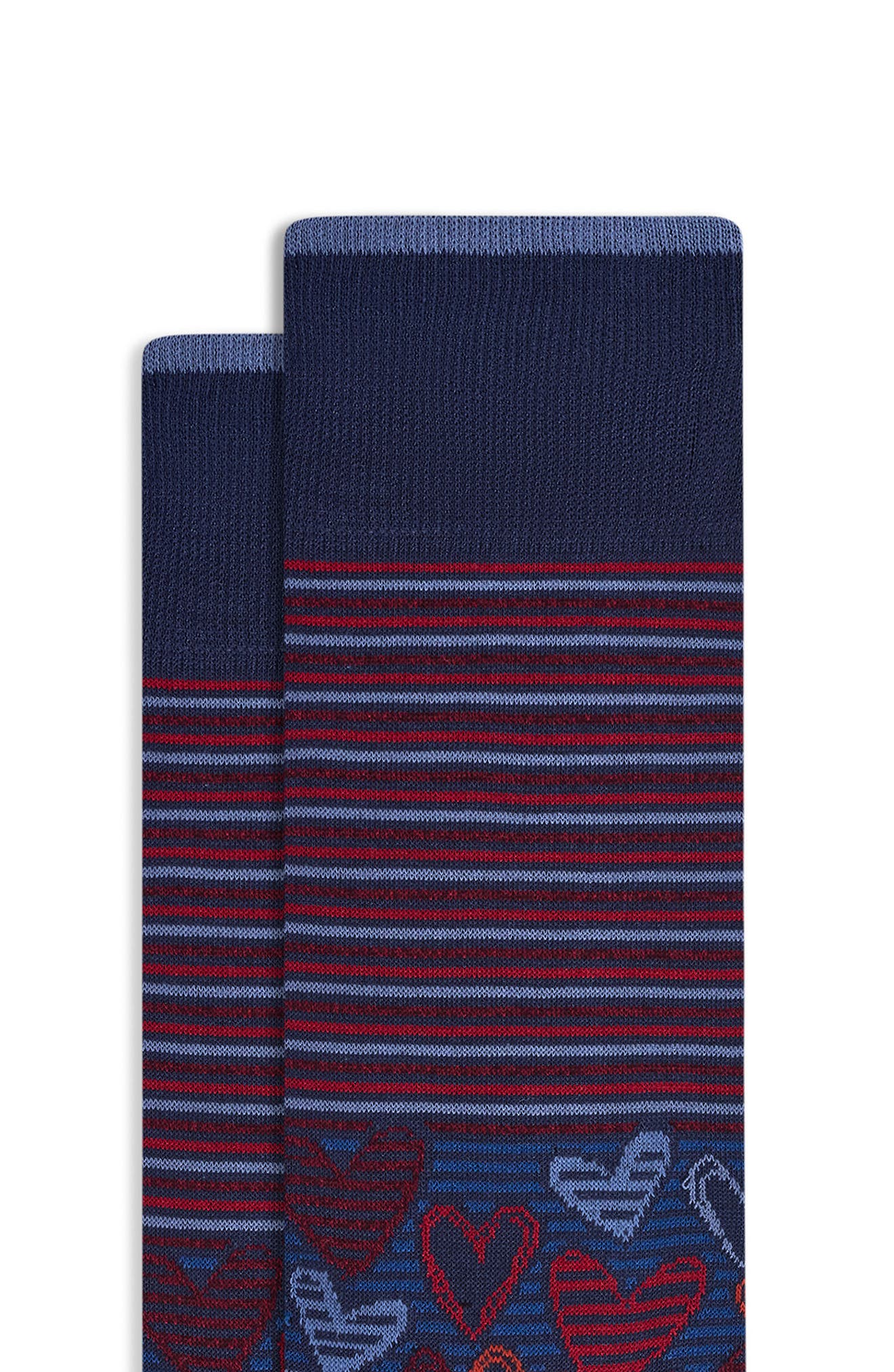 Bugatchi Stripe & Heart Mercerized Cotton Blend Dress Socks (Men ...