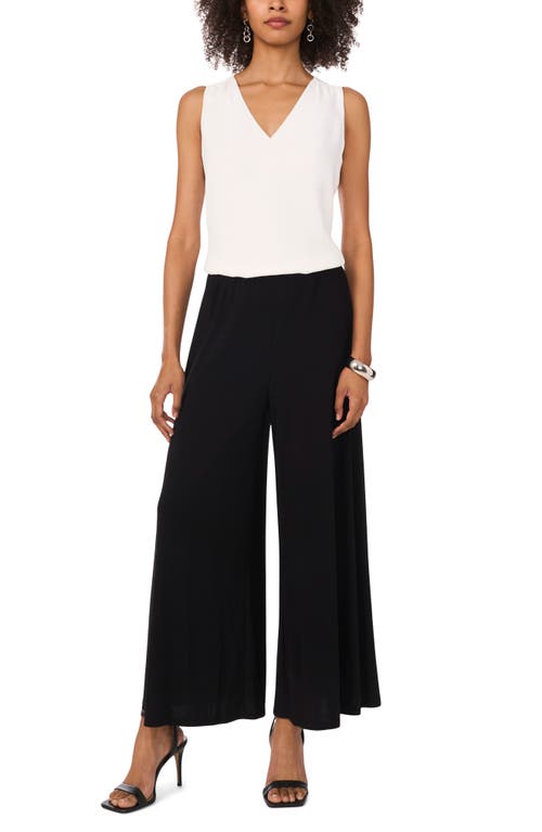 Vince Camuto Petites Womens Solid Polyester Wide Leg Pants In Rich Black
