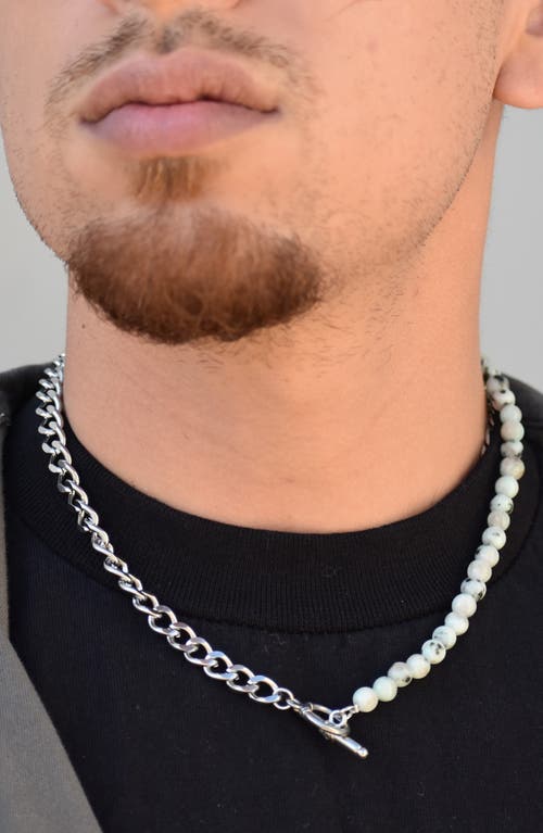 Rebl Gender Inclusive Half Cuban Half Beaded Chain Necklace