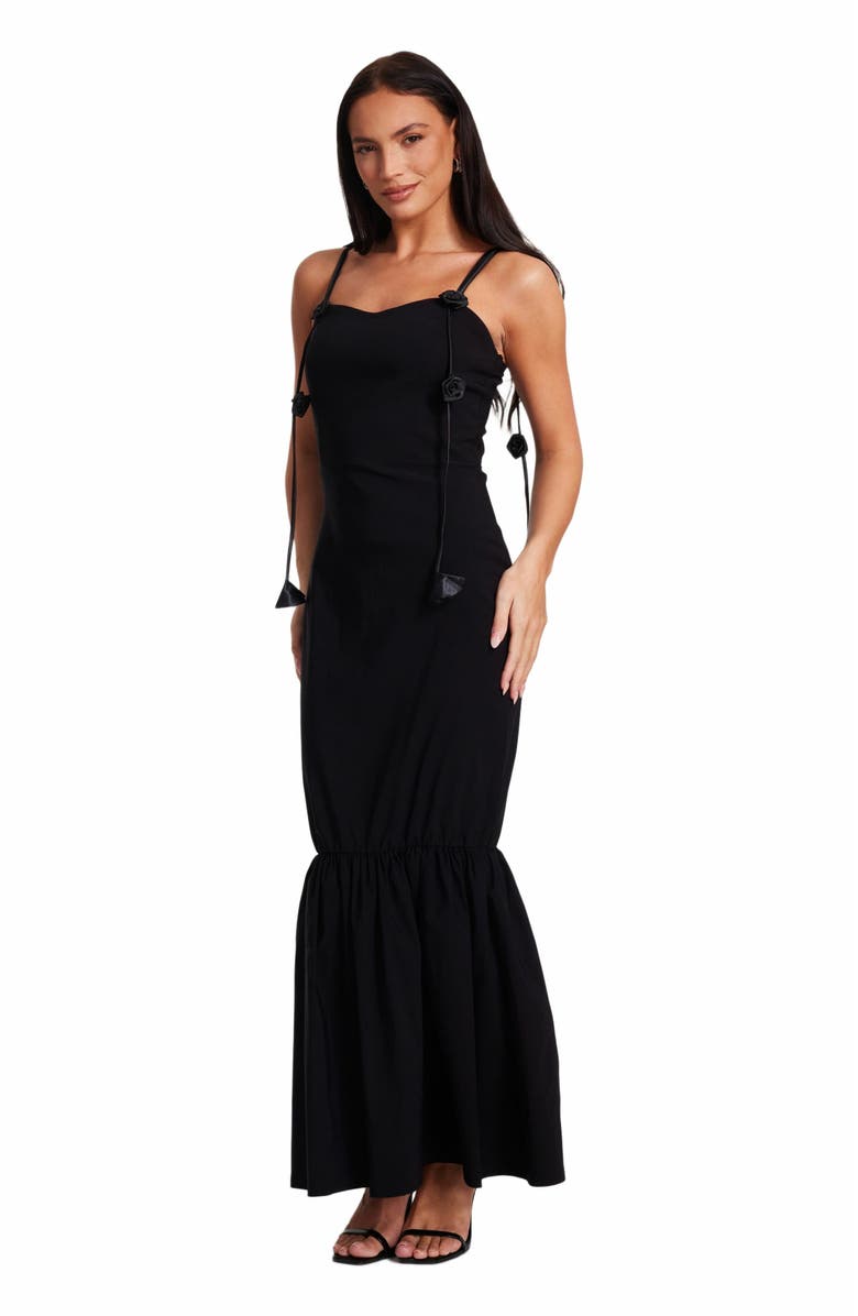 QUIZ Bengaline Maxi Dress With Trailing Floral Detail, Alternate, color, Black
