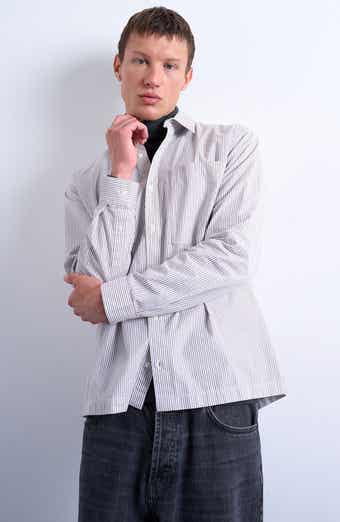 Relaxed Fit Stripe Cotton Button-Up Shirt