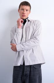 Topman Relaxed Fit Stripe Cotton Button-Up Shirt