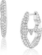 Sheryl Lowe Diamond Puffy Heart Mariner Link Hoop