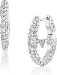 Sheryl Lowe Diamond Puffy Heart Mariner Link Hoop