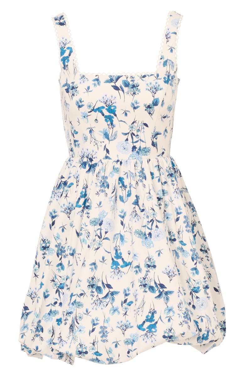 Adrianna Papell Stretch Cotton Balloon Dress, Alternate, color, Ivory/ Blue Multi